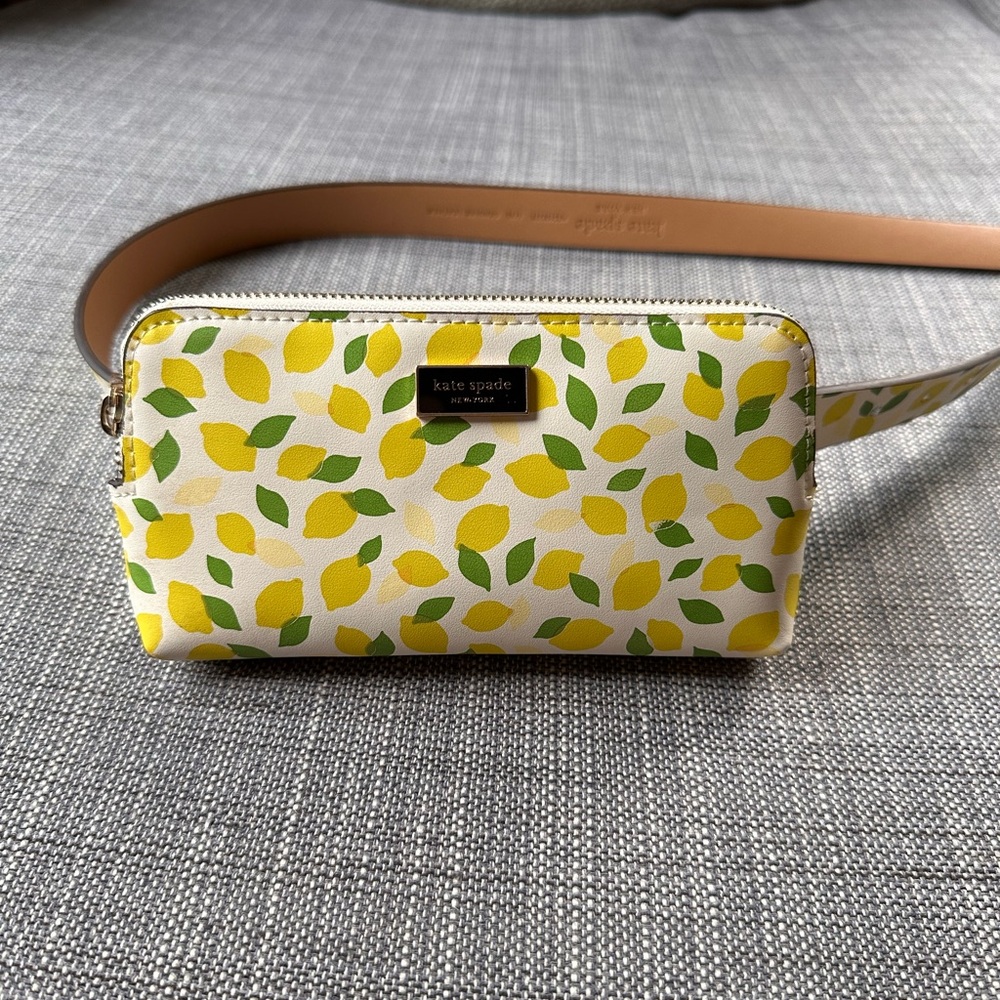 Colorful Designer Kate Spade Lemon Belt Bag Purse Wallet with Zipper NWT